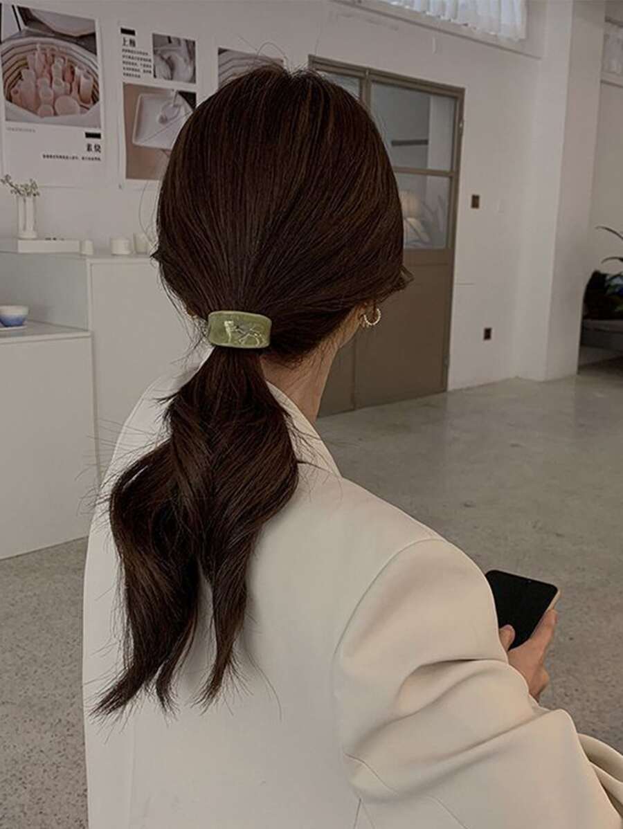 Dây buộc tóc trang trí hình bầu dục - màu xanh lá - Xem 1