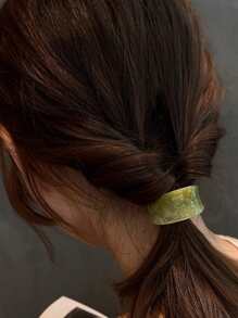 Dây buộc tóc trang trí hình bầu dục - màu xanh lá - Xem 2