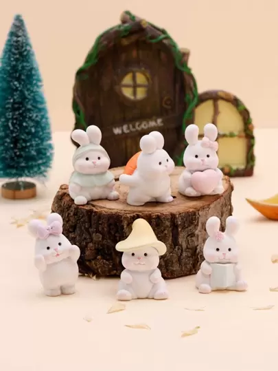 1 件随机兔子设计装饰工艺品复活节