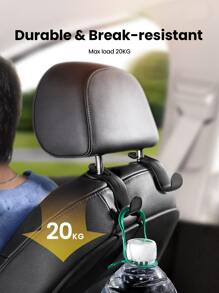 UGREEN 2Pcs/Set Car Back Seat Headrest Hanger Holder Hooks - Black - View 3