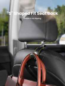 UGREEN 2Pcs/Set Car Back Seat Headrest Hanger Holder Hooks - Black - View 5