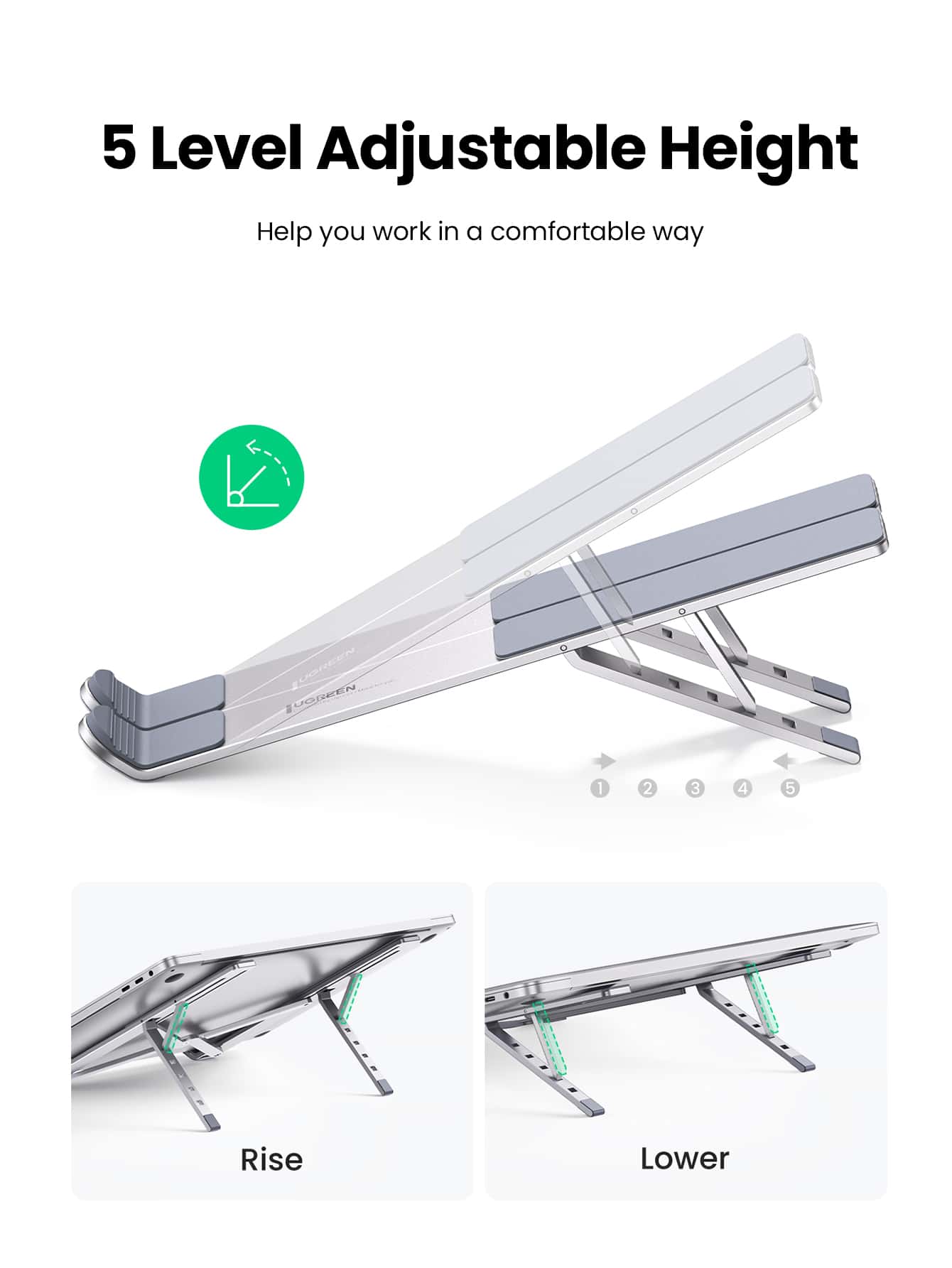 UGREEN Laptop Stand For Desk Adjustable Portable Laptop Riser Computer