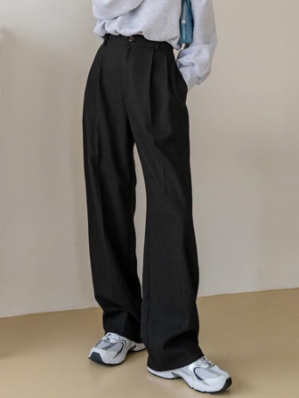 Dazy-Less Women's Straight-Leg Solid Color Casual Business Pants Old Money Style,Women Dress Pants