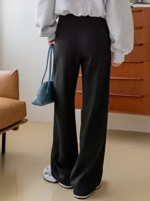 Dazy-Less 女士直筒纯色休闲商务裤，复古款，女士正装裤