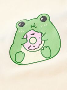 ROMWE Kawaii Cami corto con estampado de dibujos animados ringer - Beis - Ver 4