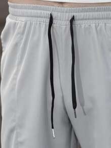 Manfinity Homme Pantalones De Cordón Para Hombres Con Letras Parcheadas - Gris Claro - Ver 4