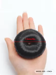 Updo de cabello corto recto sintético - Negro - Ver 3