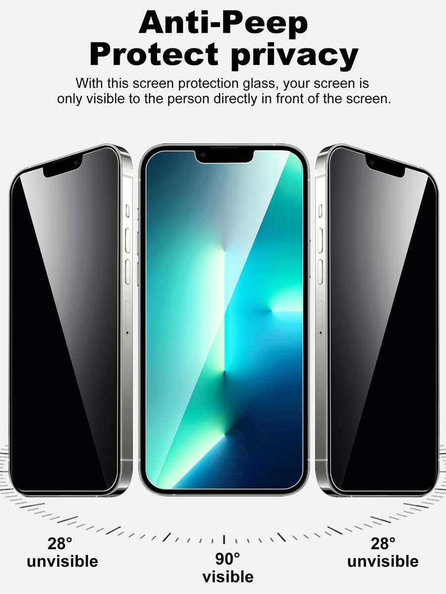 2pcs AntiSpy Tempered Glass Screen Protector Compatible With IPhone 14