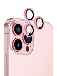 3 件夜光镜头保护膜适用于 15/15Pro/15Plus/15Promax 生日、家人、朋友礼物合金金属带钢化玻璃全覆盖，镜头保护膜，手机配件防水防震防摔防摔防刮防指纹 - 粉色 - 查看 1