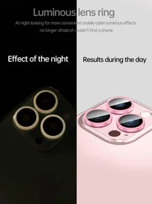 3 件夜光镜头保护膜适用于 15/15Pro/15Plus/15Promax 生日、家人、朋友礼物合金金属带钢化玻璃全覆盖，镜头保护膜，手机配件防水防震防摔防摔防刮防指纹 - 粉色 - 查看 5