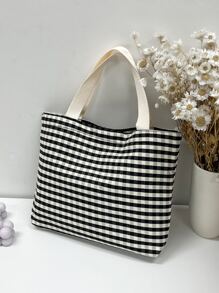 Gingham Pattern Shopper Bag - Multicolor - View 2