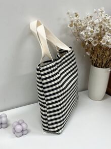 Gingham Pattern Shopper Bag - Multicolor - View 7