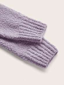 SHEIN EZwear Jersey de cuello gargantilla de manga raglán bustier - Lila Púrpura - Ver 3