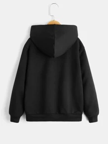 SHEIN 男孩標語和卡通圖案連帽衫