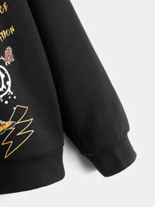 SHEIN 男孩標語和卡通圖案連帽衫