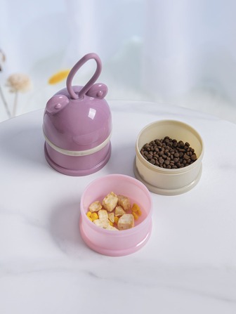 1set Cute Triple-Layer Pet Travel Bowl Dog Outing Dog Stuff Water Bottle Camping