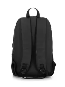 Men Slogan Graphic USB Charging Port Laptop Backpack - Black - View 3