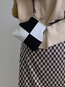 Túi vai Khối Màu Tay cầm Top Đúng mốt - Đen và trắng - Xem 6