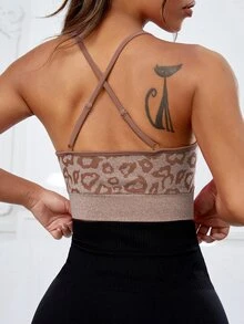 Leopard Crisscross Back Sports Bra