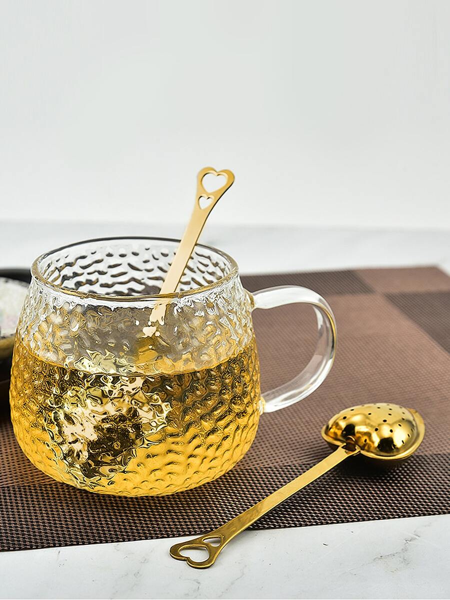 1pc Heart Shaped Tea Filter - Gold - View 1