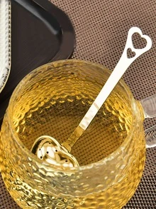 1pc Heart Shaped Tea Filter - Gold - View 5