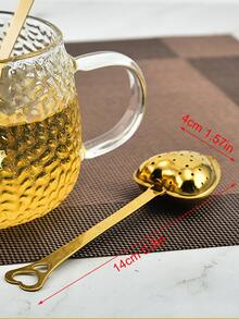 1pc Heart Shaped Tea Filter - Gold - View 2
