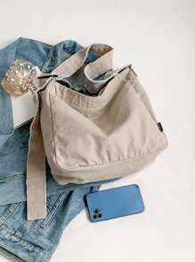 標籤裝飾帆布流浪包書包適合畢業生、青少年女孩、新生、大二、大三和大四學生、大學和高中，非常適合戶外、旅行和返校 - 淺灰色 - 查看 2