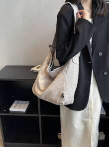 標籤裝飾帆布流浪包書包適合畢業生、青少年女孩、新生、大二、大三和大四學生、大學和高中，非常適合戶外、旅行和返校 - 淺灰色 - 查看 5