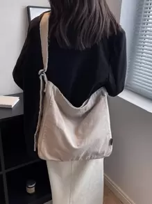 標籤裝飾帆布流浪包書包適合畢業生、青少年女孩、新生、大二、大三和大四學生、大學和高中，非常適合戶外、旅行和返校 - 淺灰色 - 查看 6