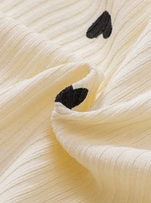 SHEIN Vintaside Kids 嬰兒女孩心形印花內衣連體裙和髮帶套裝 - 杏色 - 查看 4