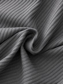 Toddler Girls Lettuce Trim Ribbed Knit Jumper Dress - Dark Grey - View 7