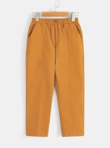 SHEIN 小男童彈性腰帶斜口袋長褲 - 薑色 - 查看 1