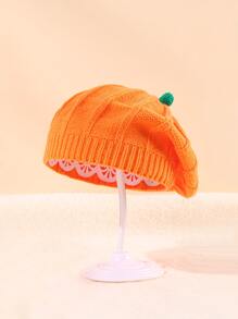 1pc Baby Halloween Pumpkin Knit Hat - Orange - View 4