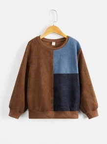 SHEIN Boys Drop Shoulder Colorblock Pullover - Multicolor - View 3