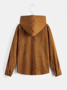 SHEIN 男孩翻蓋口袋燈芯絨連帽襯衫