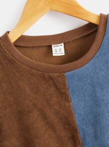 SHEIN Boys Drop Shoulder Colorblock Pullover - Multicolor - View 12