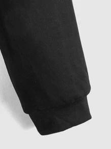 SHEIN Boys Letter Patched Two Tone Joggers - Black - View 11