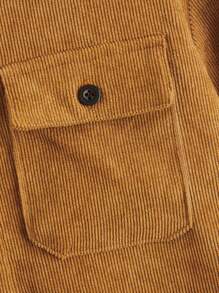 SHEIN 男孩翻蓋口袋燈芯絨連帽襯衫