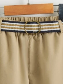 SHEIN Quần Trai Thắt lưng Nút Túi Dây kéo màu trơn Giải trí - Màu Khaki - Xem 9