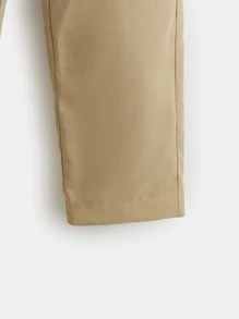 SHEIN Quần Trai Thắt lưng Nút Túi Dây kéo màu trơn Giải trí - Màu Khaki - Xem 10