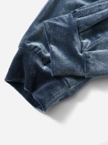 SHEIN 男孩袋鼠口袋素色連帽衫和運動褲 - 霧霾藍 - 查看 10