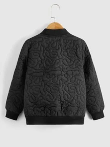SHEIN Boys Zip Up Quilted Coat - Black - View 2