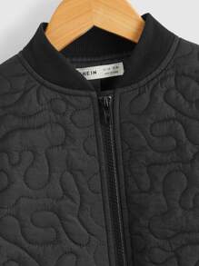 SHEIN Boys Zip Up Quilted Coat - Black - View 12
