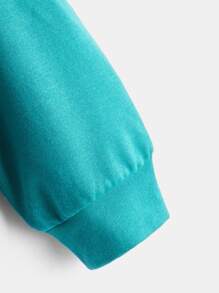 SHEIN Boys Letter Graphic Colourblock Hoodie - Navy Blue - View 12