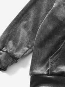 SHEIN 小男童袋鼠口袋連帽衫和運動褲 - 深灰色 - 查看 12