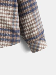 SHEIN 小男童格紋印花翻蓋口袋花呢外套