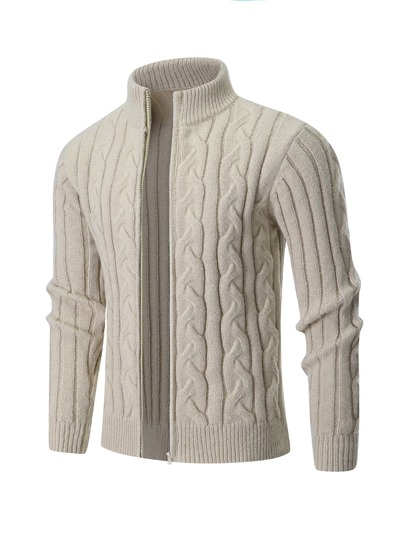 Guys Cable Knit Zipper Cardigan