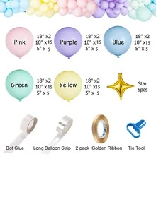 195 piezas Kit arco de globos decorativo - Multicolor - Ver 5