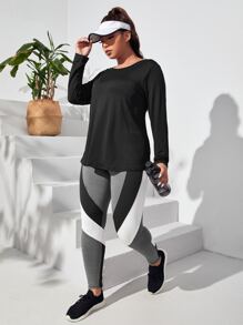 Easithlete Plus Crisscross Cut Out Back Sports Tee - Black - View 3