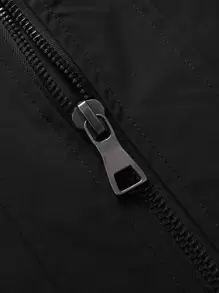 Manfinity Homme Men Colourblock Striped Trim Bomber Jacket Without Tee - Black - View 6